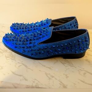 Size 13 Thunderstorm blue spiked loafers [These dress shoes are magic]